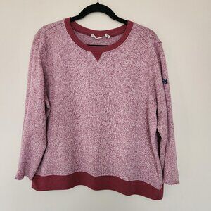 LL Bean Lightweight Sweater Fleece Top Womens XL Purple Heathered Berry Crewneck
